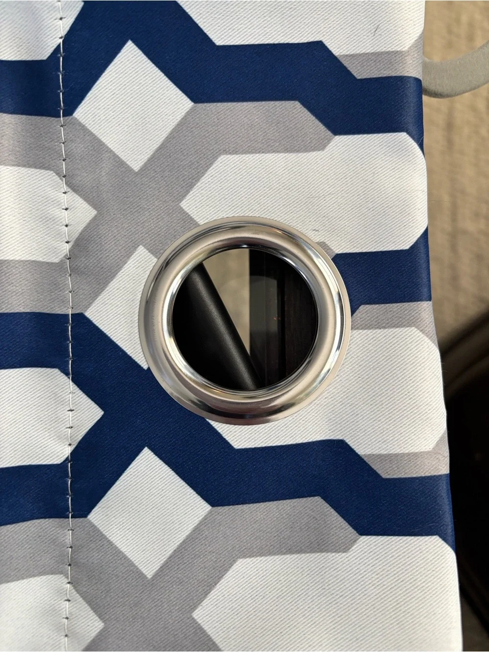 Navy Geometric Grommet Curtain Panel - set of two - more available